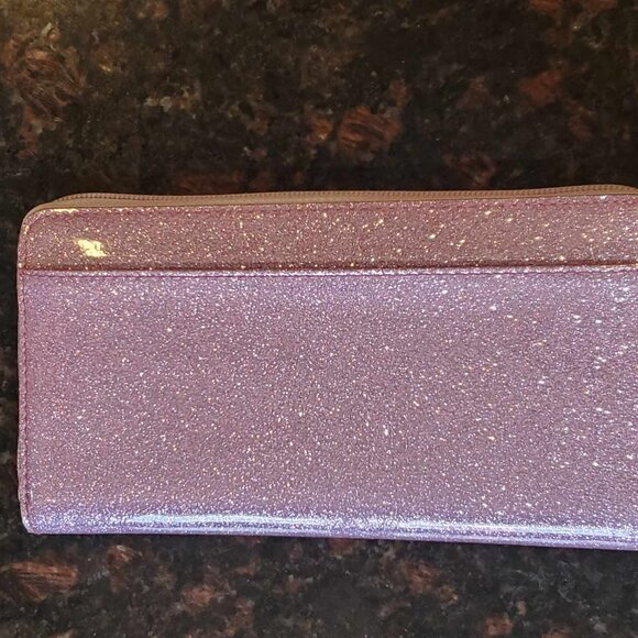 Kate Spade Purple Glitter Mavis Street Neda Contiental Zip around Wallet - Picture 3 of 9